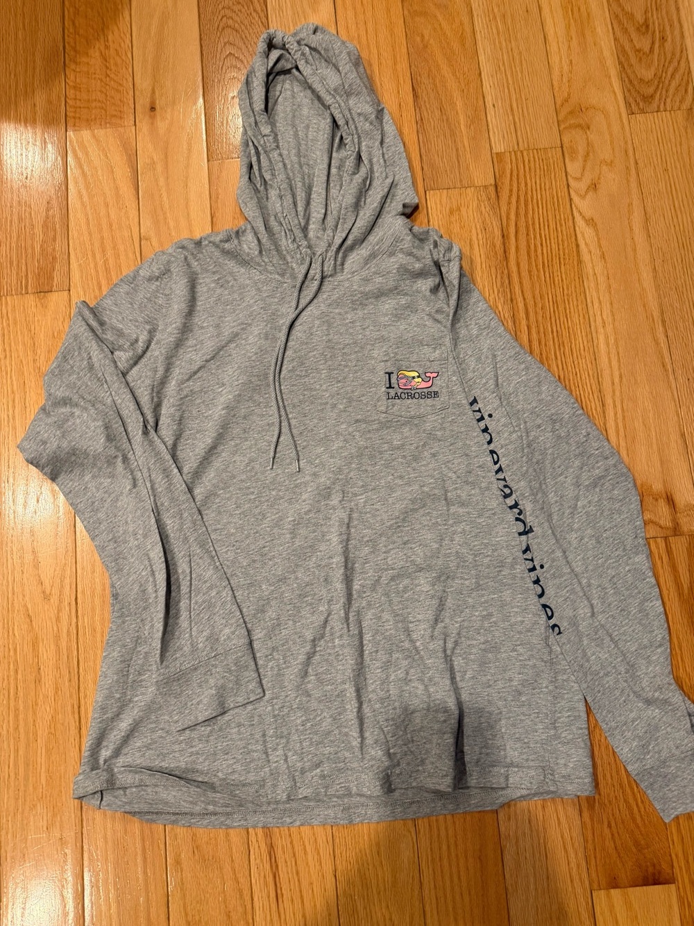 Vineyard Vines Heather Gray Lacrosse Hoodie Tee